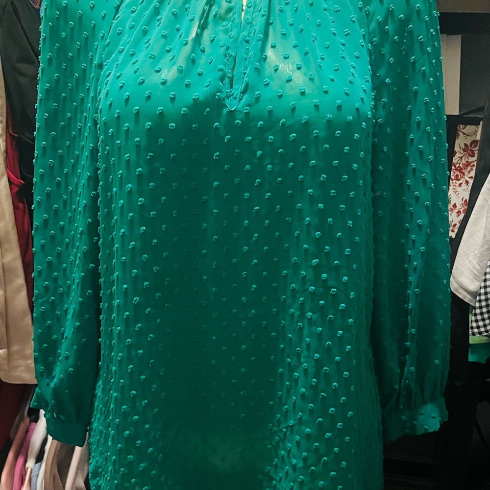 J Crew Teal Textured Blouse